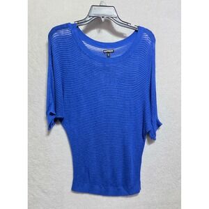 Express Blue Knit Dolman Sleeve Batwing Sweater Top Size Small